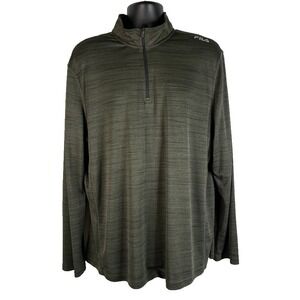Fila Sport Running Pullover Mens 2XL Green Black 1/4 Zip Long Sleeve Activewear